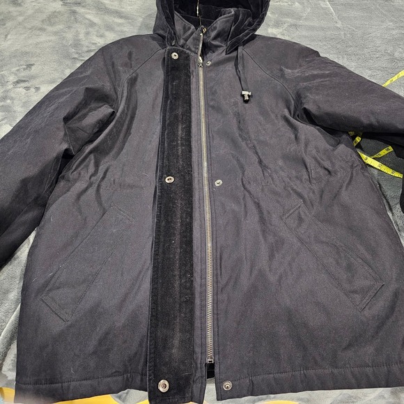 Liz Claiborne Black Hooded Drawstring Waist Parka Jacket Women Medium - Picture 6 of 9